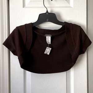 Women's Brown Short Sleeve Shrug NWT